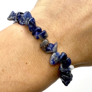 Sodalite Crystal Chips Bracelet: Handmade Gemstone Beaded Bracelet