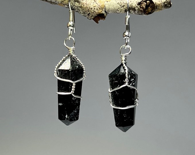 Featured listing image: Black Tourmaline Crystal Dangle Earrings, Tourmaline Wire Wrapped Gemstone Earrings