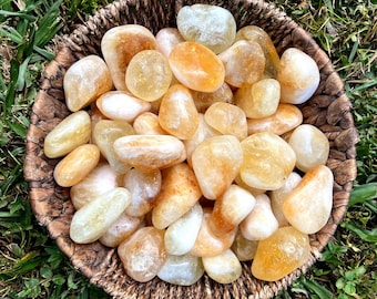 Extra Large Polished Citrine Crystal, 45/65mm Tumbled Stones from Brazil