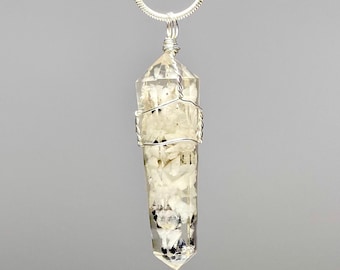 Moonstone in Orgonite Wire Wrapped Pendant Necklace