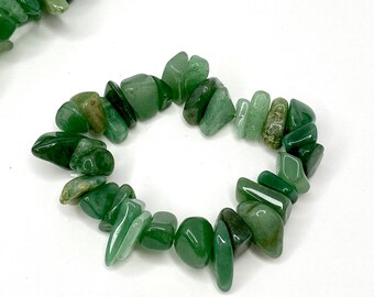 Green Aventurine Crystal Chips Bracelet, Aventurine Gemstone Beaded Bracelet