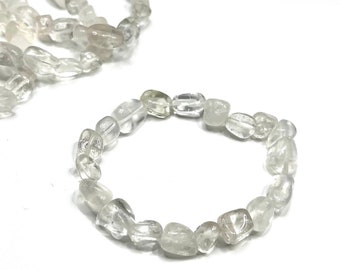 Quartz Tumbled Crystal Bracelet, Quartz Gemstone Beaded Bracelet