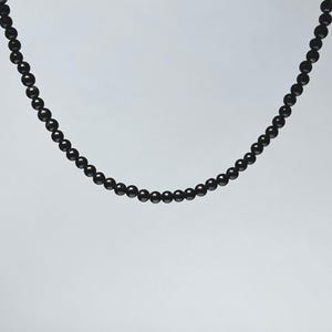 Black Tourmaline Crystal Beaded Choker Necklace, 16 inch Black Tourmaline Gemstone Choker