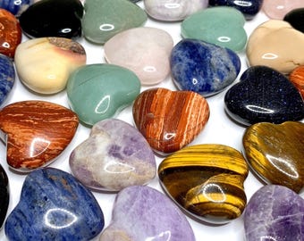 Gemstone Crystal Hearts, 45mm, Choose from 14 Stunning Gemstones