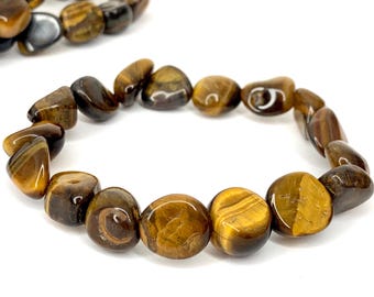 Tiger Eye Crystal Bracelet, Tiger Eye Tumbled Gemstone Bracelet