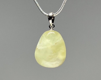 Prehnite Crystal Pendant Necklace, Prehnite Gemstone Pendant with Complimentary Chain