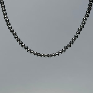 Hematite Crystal Beaded Choker Necklace, 18 Inch Hematite Gemstone Choker