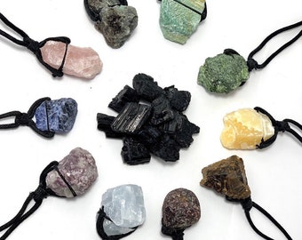 Raw Gemstone Cord Necklace, Choose Your Gemstone!