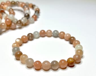 Handmade Multi Moonstone Crystal Bracelet - 6mm, 8mm options