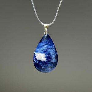 Sodalite Crystal Pendant Necklace, 18&quot; Gemstone Drop Necklace