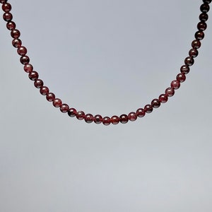 Garnet Crystal Beaded Choker Necklace, 16 inch Carnelian Gemstone Choker