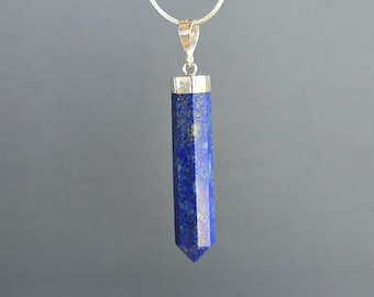 Lapis Lazuli Pendant Necklace: Sterling Silver Crystal Pendant