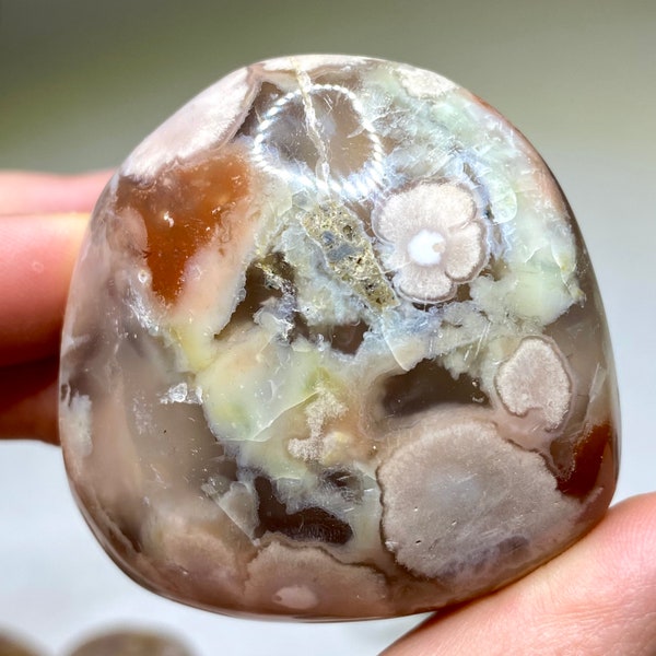 Flower Agate Palm Stone