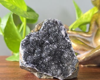 Black Amethyst Cluster with Cut Base