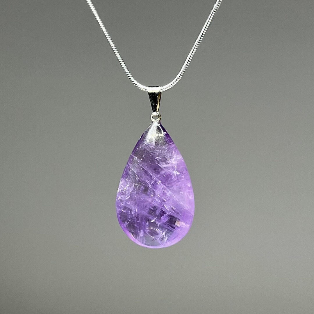 Amethyst Drop Pendant With Free Chain - Etsy