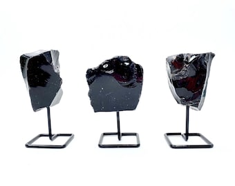 Black Obsidian on Metal Base