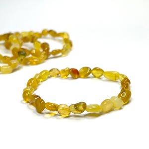 Yellow Opal Crystal Bracelet: 6mm Gemstone Beaded Stretch Bracelet