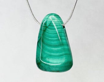 Malachite Crystal Necklace, Malachite Gemstone Pendant Necklace