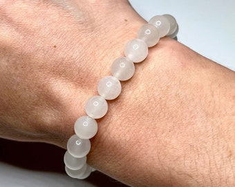 Quartz Crystal Bracelet, Quartz 8mm Gemstone Beaded Bracelet