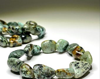 African Turquoise Crystal Bracelet, 8mm Gemstone Beaded Bracelet