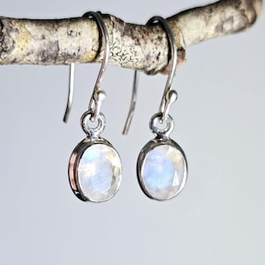 Rainbow Moonstone Sterling Silver Dangle Earrings