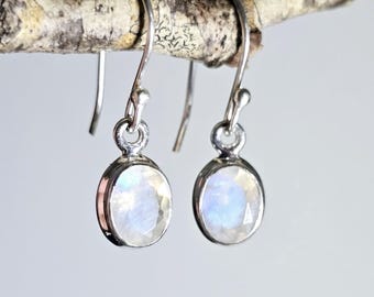 Rainbow Moonstone Sterling Silver Dangle Earrings