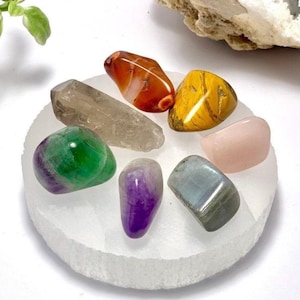 Chakra Stone Set with Selenite Charging Station