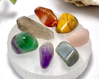 Chakra Stone Set with Selenite Charging Station