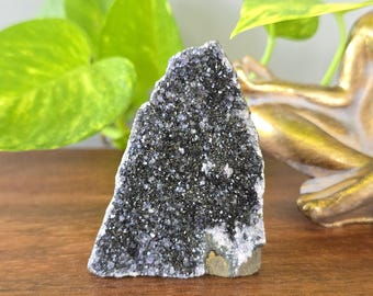 Black Amethyst Cluster with Cut Base