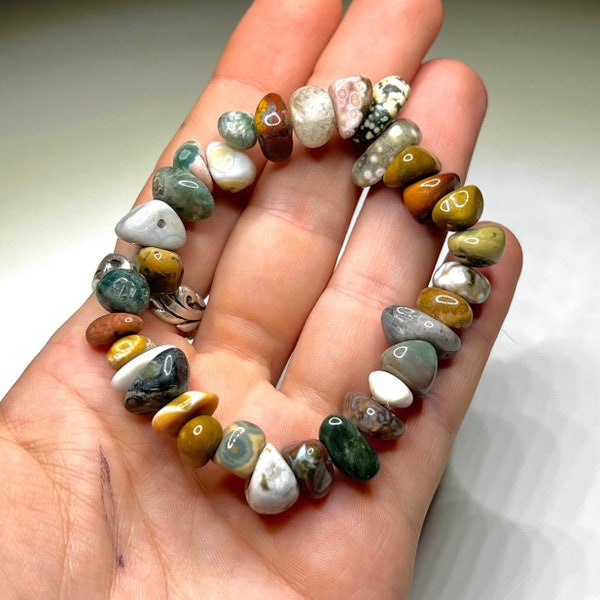 Ocean Jasper Crystal Bracelet, Ocean Jasper Gemstone Beaded Bracelet