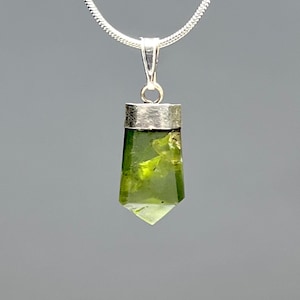 Peridot Gemstone Pendant Necklace, Sterling Silver Peridot Pendant with Complimentary Chain