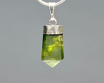 Peridot Gemstone Pendant Necklace, Sterling Silver Peridot Pendant with Complimentary Chain