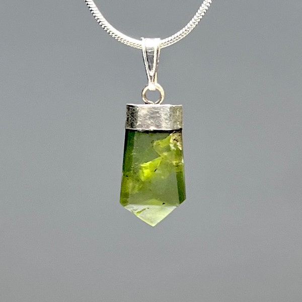 Peridot Gemstone Pendant Necklace, Sterling Silver Peridot Pendant with Complimentary Chain