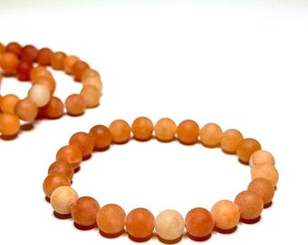 Matte Honey Onyx Crystal Bracelet: 8mm Beaded Gemstone