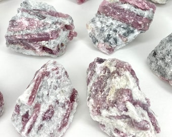 Raw Pink Tourmaline Crystal On Matrix