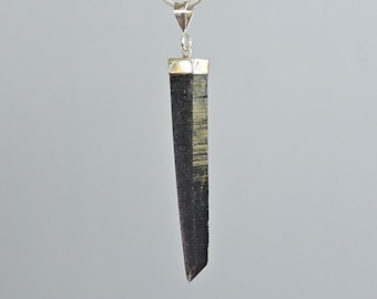 Hematite Coated Laser Quartz Pendant – Sterling Silver