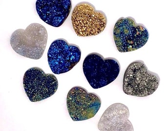 Aura Heart Druzy Crystal Small Size