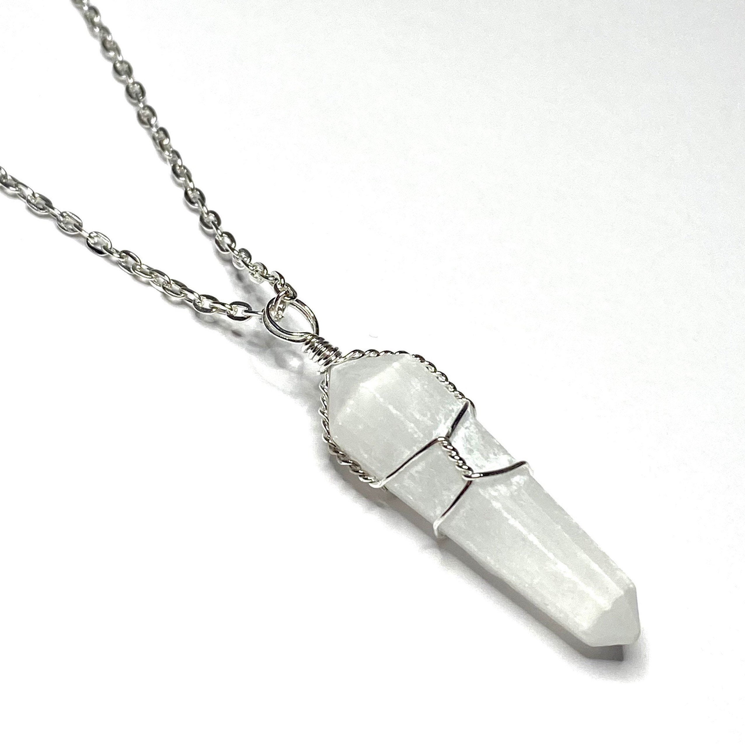 Selenite Pendant with Chain