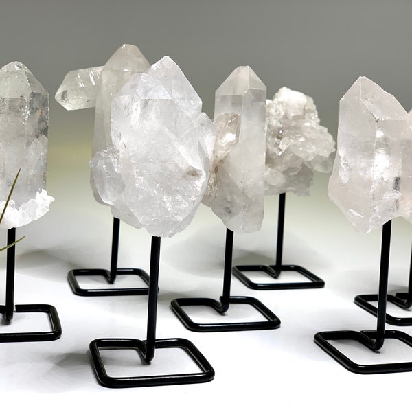 Clear Quartz Crystal Cluster on Stand