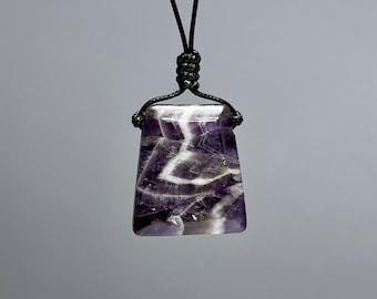 Amethyst Crystal Necklace, Chevron Amethyst Cord Necklace