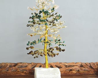 Handmade Crystal Tree with Selenite Base: Abundance & Wealth