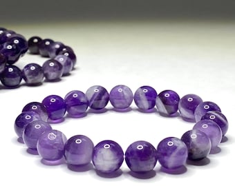 Amethyst Crystal Bracelet, Amethyst Gemstone Beaded Bracelet
