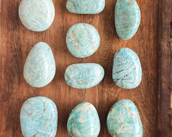 Amazonite Crystal Pebbles, Polished Amazonite Stone from Madagascar