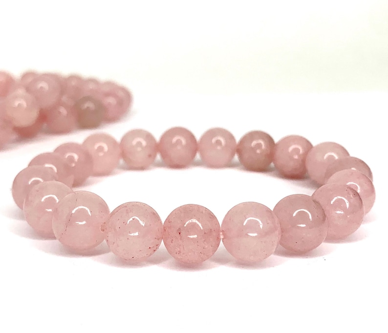 Rose Quartz Crystal Bracelet, Rose Quartz Gemstone Beaded Bracelet image 8