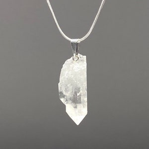 Quartz Crystal Point Necklace, Quartz Point Gemstone Pendant with Free Chain