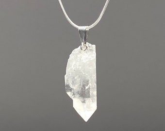 Quartz Crystal Point Necklace, Quartz Point Gemstone Pendant with Free Chain