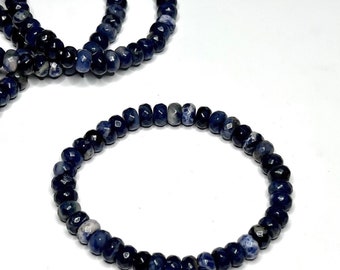 Sodalite Crystal Bracelet, Sodalite Faceted Gemstone Beaded Bracelet