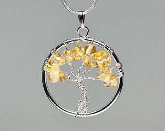 Citrine Tree of Life Pendant with Free Chain