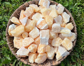 Orange Calcite Rough Natural Stones