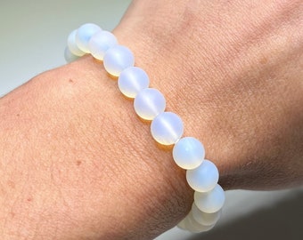 Opalite Matte Beaded Bracelet, Opalite Stretch Bracelet